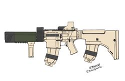  assault_rifle bad_gun_anatomy cursed_m4a1 english_commentary fallenspherell foregrip girls_frontline gun highres m4a1_(girls'_frontline) magazine_(weapon) no_humans rifle signature simple_background twitter_username unfinished weapon weapon_focus white_background 