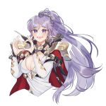  1girl alternate_costume breasts commission commissioner_upload eyebrows_visible_through_hair fire_emblem fire_emblem:_genealogy_of_the_holy_war fire_emblem_heroes heart heart_hands highres inkanii ishtar_(fire_emblem) long_hair looking_at_viewer md5_mismatch open_mouth purple_hair resolution_mismatch simple_background smile solo source_smaller violet_eyes white_background 