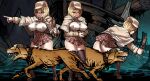  bangs blonde_hair blue_eyes breasts bubba_(watson_amelia) capelet darkest_dungeon deerstalker detective dog hair_ornament hat hololive hololive_english large_breasts magnifying_glass monocle_hair_ornament niur shipwreck shirt short_hair skirt smile thigh-highs virtual_youtuber watson_amelia white_shirt 