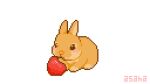  :3 animal animal_focus animated animated_gif artist_name asaha blush_stickers chewing eating food from_side fruit full_body looking_at_viewer looping_animation messy no_humans original pixel_art rabbit simple_background solo straight-on strawberry symbol-only_commentary white_background 
