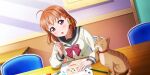  blush love_live!_sunshine!! orange_hair red_eyes school_uniform short_hair takami_chika 