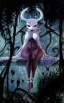  1girl absurdres atweiern bodysuit breasts bug butterfly cloak covered_navel genderswap genderswap_(mtf) groin highres hollow_knight hollow_knight_(character) horns knight_(hollow_knight) large_breasts looking_at_viewer mask silhouette sitting skin_tight thick_thighs thighs weapon white_cloak wide_hips 
