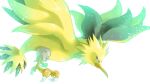  animal_focus bird black_eyes claws closed_mouth commentary_request flying from_side full_body happy highres light_particles looking_down machi_(inugasukiyanen) no_humans pokemon pokemon_(creature) profile simple_background smile solo white_background yellow_theme zapdos 