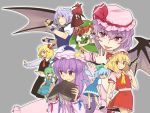  blonde_hair blue_eyes blue_hair book bow braid cirno crescent daiyousei flandre_scarlet green_eyes green_hair hair_bow hair_ribbon hat head_wings highres hong_meiling izayoi_sakuya knife koakuma long_hair maid maid_headdress multiple_girls nanonin necktie outstretched_arms patchouli_knowledge purple_eyes purple_hair red_eyes red_hair remilia_scarlet ribbon rumia short_hair side_ponytail silver_hair spread_arms the_embodiment_of_scarlet_devil touhou twin_braids wings 