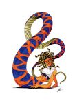  breasts demon female gorgon gorgon_(shin_megami_tensei) orange_skin persona shin_megami_tensei snake snake_tail 