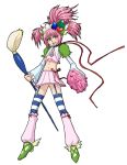  amulet_heart-spade-clover blush clover detached_sleeves heart hinamori_amu humpty_lock legwarmers open_mouth pink_hair pom_pom shugo_chara! simple_background socks spade teeth 