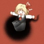  blonde_hair blush chibi fang lowres mochi_(hjr-t) outstretched_arms ribbon rumia solo spread_arms touhou |_| 