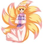 fox_tail hands_in_sleeves hat multiple_tails short_hair solo tail touhou tro yakumo_ran yellow_eyes 