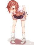  blush brown_hair jojotaro kamijou_touma misaka_mikoto school_uniform shadow short_hair shorts to_aru_kagaku_no_railgun to_aru_majutsu_no_index 