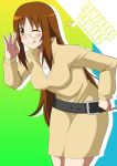  brown_eyes brown_hair glasses k-on! leaning_forward long_hair no_legwear pzeros sweater_dress tongue wink yamanaka_sawako 