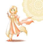  1girl blonde_hair dress female final_fantasy final_fantasy_iv flower green_eyes looking_at_viewer pekamatu rosa_farrell short_hair smile solo tiara 