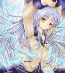  bad_id feathers pemoko school_uniform silver_hair tachibana_kanade traditional_media wings yellow_eyes 