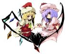  bat bat_wings blonde_hair bow coo crazy_eyes evil_grin evil_smile flandre_scarlet grin hat heart heart_hands heart_hands_duo heart_wings multiple_girls oekaki purple_hair red_hair remilia_scarlet short_hair siblings sisters smile symmetrical_hand_pose touhou wings 