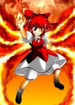  achi_cirno bloomers cirno fire red_eyes redhead touhou 