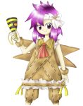  cardboard_box hachimaki megaphone purple_hair sasaki_rinbokusan simple_background solo touhou violet_eyes 