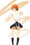  hair_ornament hairpin inami_mahiru kneepits orange_hair short_hair skirt waitress working!! 