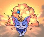  animal animal_focus cat closed_eyes explosion facing_viewer fur_collar league_of_legends no_humans phantom_ix_row smile solo symbol-only_commentary walking_away yuumi_(league_of_legends) 