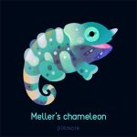  animal animal_focus artist_name black_background chameleon commentary english_text from_side lizard no_humans open_mouth original pikaole simple_background watermark 