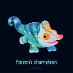  animal animal_focus artist_name black_background chameleon commentary english_text lizard no_humans open_mouth original pikaole simple_background standing watermark 