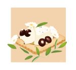  bear chai_(drawingchisanne) commentary_request cracker flower food food_focus herb holding holding_food no_humans olive on_food original polar_bear signature simple_background undersized_animal 