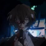  1boy :p bandaged_head bandages bandaid bandaid_on_face bangs black_necktie blood blood_on_face blood_splatter brown_eyes brown_hair bungou_stray_dogs collared_shirt commentary_request dazai_osamu_(bungou_stray_dogs) dress_shirt formal gun hair_between_eyes highres holding holding_gun holding_weapon looking_at_viewer male_focus necktie portrait shirt short_hair solo suit tongue tongue_out waistcoat weapon white_shirt ziyi_zhengjun 