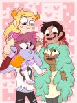  2boys 2girls blonde_hair blue_eyes brown_eyes brown_hair carrying carrying_over_shoulder couples green_hair kelly marco_diaz red_eyes redhead star_butterfly star_vs_the_forces_of_evil tom_lucitor 