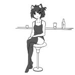  1girl animal_ears black_clothes black_hair cat_ears cat_girl despair_(artist) kblankii long_skirt original short_hair skirt solo thigh-highs 