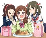  3girls brown_hair idolmaster idolmaster_cinderella_girls imai_kana jacket kuhuku120 multiple_girls muramatsu_sakura oohara_michiru open_clothes open_jacket plaid plaid_skirt ribbon school_uniform short_twintails skirt twintails 