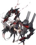  1girl azur_lane black_gloves black_headwear blue_eyes eyepatch full_body gloves hat high_heels highres long_hair looking_at_viewer machinery mkiiiiii official_art one_eye_covered rigging scharnhorst_(meta)_(azur_lane) standing thigh-highs transparent_background turret weapon white_hair 