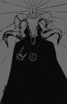  1boy baphomet cross darkness demon horns inverted_cross no_humans satanen skull star_(symbol) 