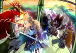  arena dragon fighting hakurei_reimu hong_meiling hoshiguma_yuugi ibuki_suika izayoi_sakuya oni tomboy touhou 