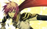 artist_request cape final_fantasy final_fantasy_xiii gloves jewelry lightning_farron necklace pink_hair solo sword weapon yosimura 