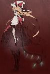  blonde_hair blood bow fang flandre_scarlet hat red_eyes ribbon solo touhou wings 