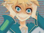  blue_eyes crazy_eyes evil_grin kagamine_len male solo vocaloid yandere 