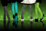  akiyama_mio blue_legwear don't_say_&quot;lazy&quot; green_legwear high_heels hirasawa_yui k-on! kotobuki_tsumugi legs multiple_girls nano00 pantyhose reflection shoes star tainaka_ritsu vertical-striped_legwear vertical_stripes 