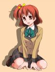  brown_hair cure_pine fresh_pretty_cure! pretty_cure school_uniform short_hair sitting smile yamabuki_inori 