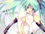  aqua_eyes aqua_hair bad_id blue_eyes elbow_gloves gloves hatsune_miku hatsune_miku_(append) highres kokonoe_miya long_hair miku_append navel necktie open_mouth solo tattoo twintails vocaloid vocaloid_append wallpaper 