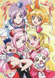  aono_miki chiffon_(fresh_precure!) cure_berry cure_passion cure_peach cure_pine fresh_precure! futari_wa_precure higashi_setsuna highres magical_girl momozono_love multiple_girls official_art precure tart yamabuki_inori 