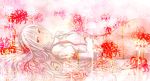  fujiwara_no_mokou lips long_hair lying orange_eyes setsuri_(tubaki) smile spider_lily suspenders tears touhou yuki_tanuki 