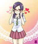  futari_wa_precure glasses heart higashi_setsuna precure purple_hair red_eyes sarukimo school_uniform 