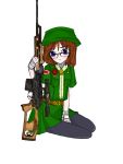  girl_scout glasses gun hat mickey_red_short scout sitting thigh-highs weapon 