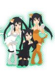  animal_ears aoi_(sougetsuka) cat_ears cat_pose cat_tail elbow_gloves gloves k-on! multiple_persona nakano_azusa parody paw_pose suzumiya_haruhi_no_yuuutsu tail thigh-highs thighhighs twintails 