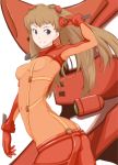  armpits ass blue_eyes brown_hair butt_crack code49 eva_02 looking_back nanahime_(aoi) navel neon_genesis_evangelion plugsuit rebuild_of_evangelion skindentation smile solo souryuu_asuka_langley test_plugsuit 