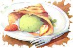  aki-t food fork fruit gulpin lowres no_humans plate pokemon strawberry 