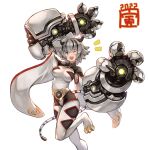  1girl 2022 :3 animal_ears bangs belt black_hair blackball bodysuit breasts chinese_zodiac eyebrows_behind_hair grey_hair highres mecha_musume medium_breasts multicolored_hair open_hands open_mouth original short_hair smile solo streaked_hair tail tiger_ears tiger_girl tiger_tail white_background white_bodysuit year_of_the_tiger 