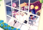  1boy 1girl birdcage blonde_hair cage cake cape cup food medium_hair memel ootori_emu open_mouth pink_eyes pink_hair project_sekai sitting stuffed_animal stuffed_toy teacup teddy_bear tenma_tsukasa twintails wrist_cuffs yellow_eyes 