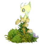  arms_at_sides bud celebi damaged flower from_behind kiusagi looking_away no_humans plant pokemon pokemon_(creature) purple_flower road_sign sign simple_background sitting solo vines white_background 