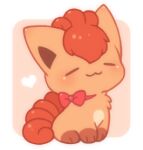  :3 =_= blush border bow fox full_body lowres multiple_tails no_humans outside_border pokemon pokemon_(creature) red_background red_bow red_theme rounded_corners simple_background solo tail ten&#039;on_(amane09) vulpix 