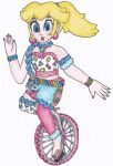  1girl mario_(series) non-web_source princess_peach puffy_shorts shorts solo unicycle 