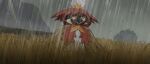  absurdres af_(afloatisland) animal_focus bird brown_eyes closed_mouth commentary_request half-closed_eyes highres hisuian_decidueye no_humans outdoors pokemon pokemon_(creature) rain red_pupils solo 